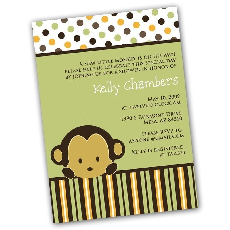 monkey baby shower invitation made to by elleandbean monkey baby ...