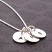 MINI Initial Necklace for Three - EWD Engraved, Handstamped Sterling Silver - Handwritten Font