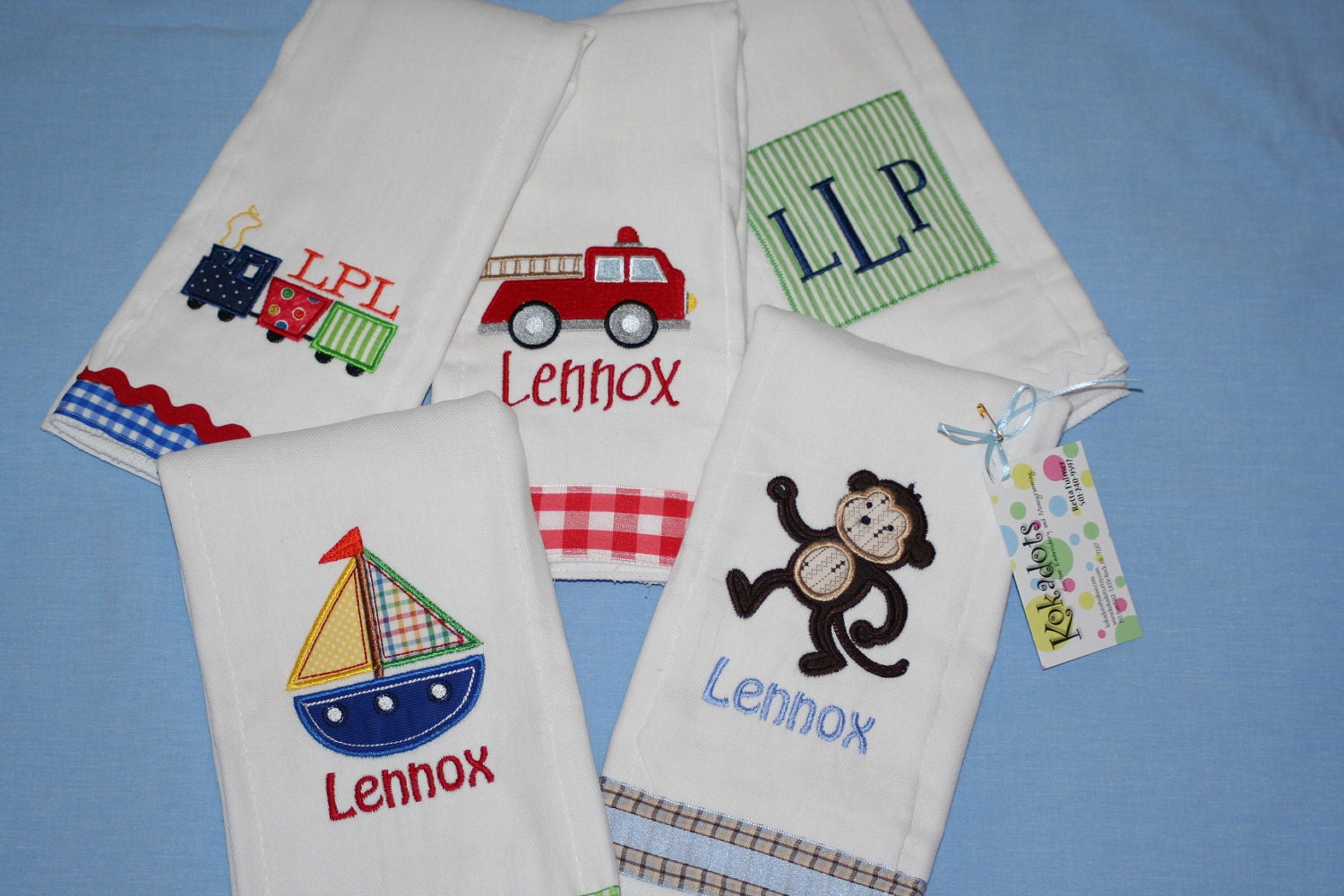 Choose Your Designs - Set of 5 Burp Cloths for Boy or Girl
