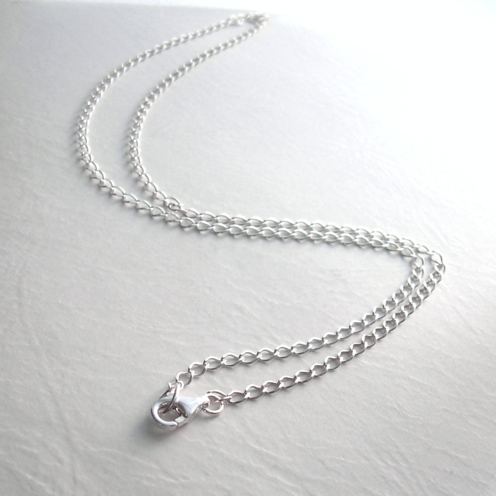 Sterling Silver Chain, 18 inch, Semi Twisted Oval Links, Men's Necklace