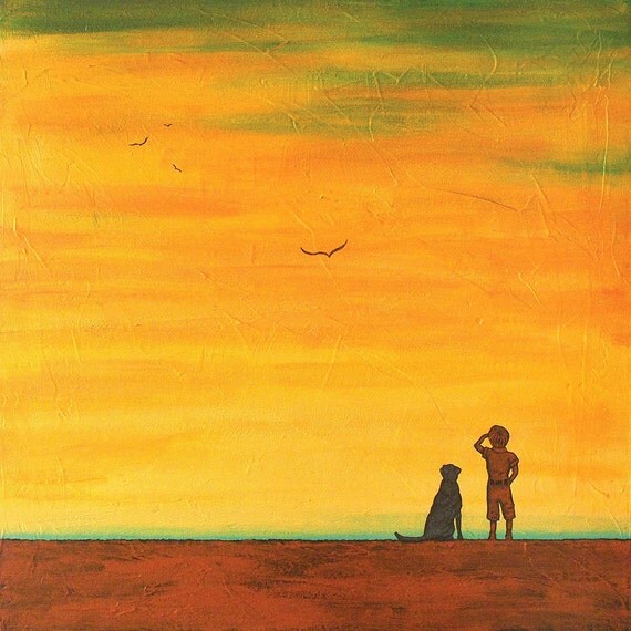 Sale - Simpler Times Art Print - 'LEARNING TO FLY' - by Robert David Bretz