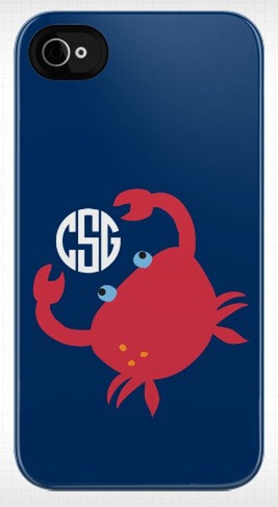 Personalized crab with mono iphone case