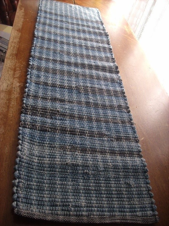 Recycled Blue Jean Table Runner Country Table by VerdMontStudios