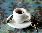 Miniature Coffee Cup Necklace - Tiny Little Spot of Coffee (or tea, if you prefer)