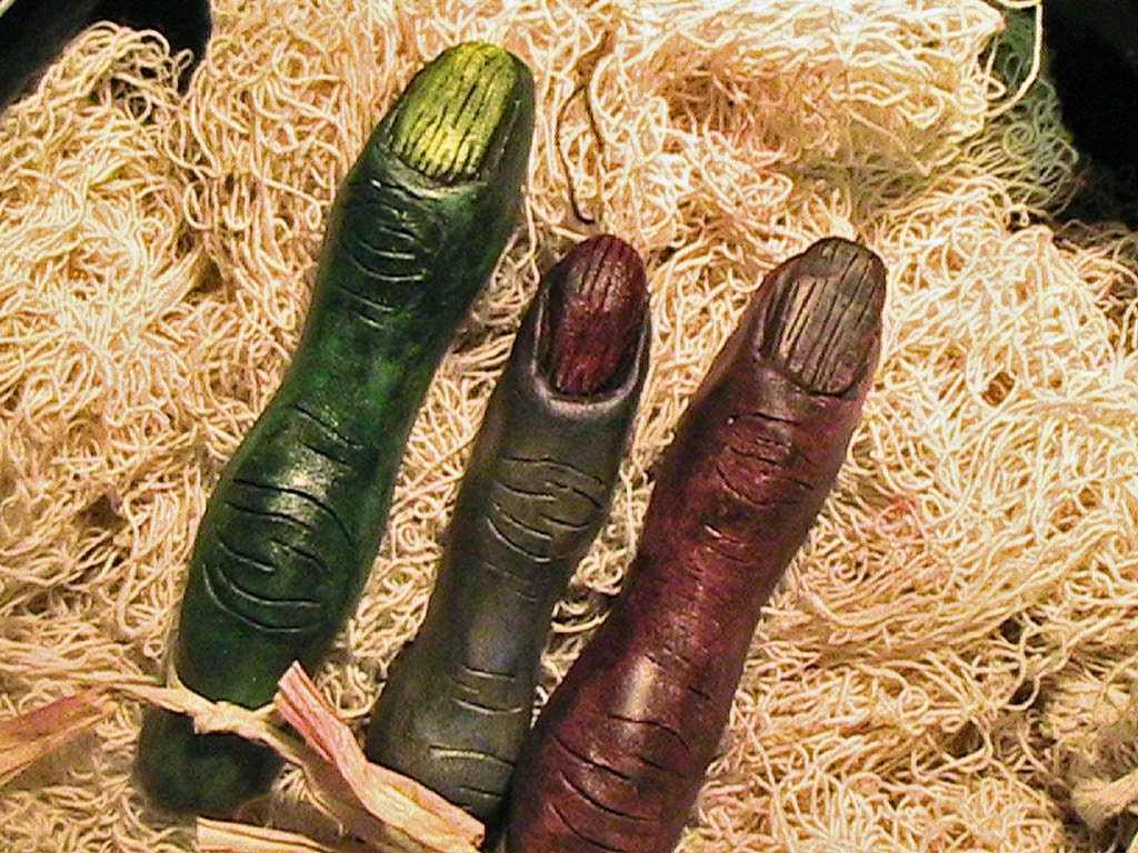 Set of 3 WICKED Witch or ZOMBIE Fingers - Spooky Fun Decoration - Ornaments - Bowl Fillers - Halloween Party Favors - Zombie Madness