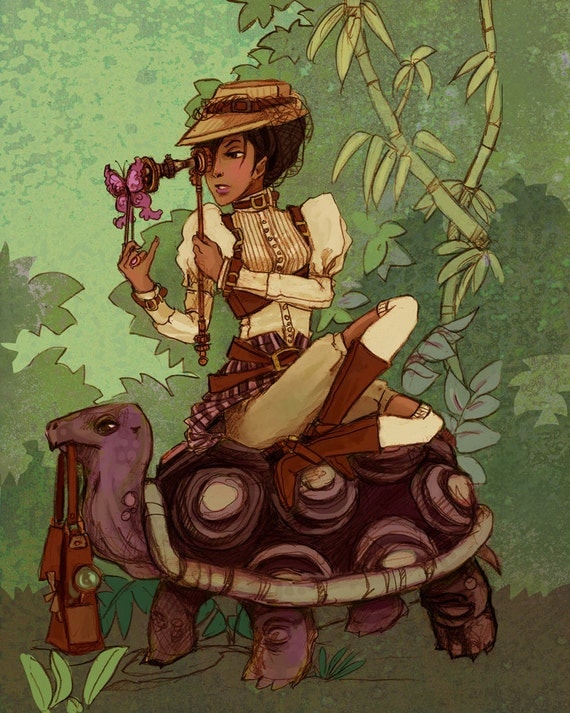 Natural Philosopher steampunk scientist/safari illustration print