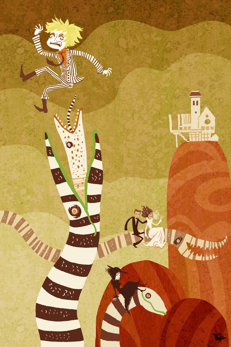 Sandworms of Saturn Beetlejuice-inspired 8x12 poster print