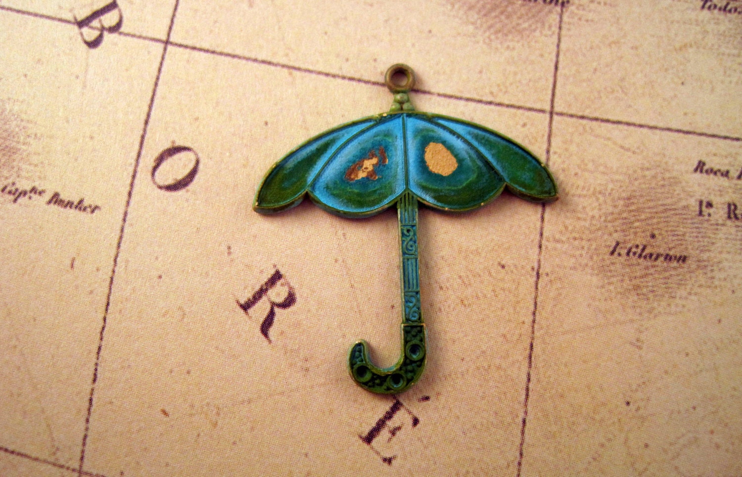 Solid Verdigris Patina Brass Umbrella Charms(1)-VPS2317..