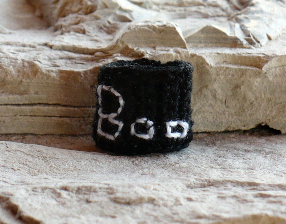 Crochet Ring Halloween Fiber Ring Boo On Black Band