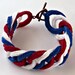 Irish Crochet Bracelet Fiber Bracelet Chainmail Patriotic Red White Blue