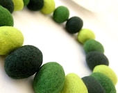 Wool Felted 18 Pebbles in Green shades - Felted Mini Eggs - Forest Woodland
