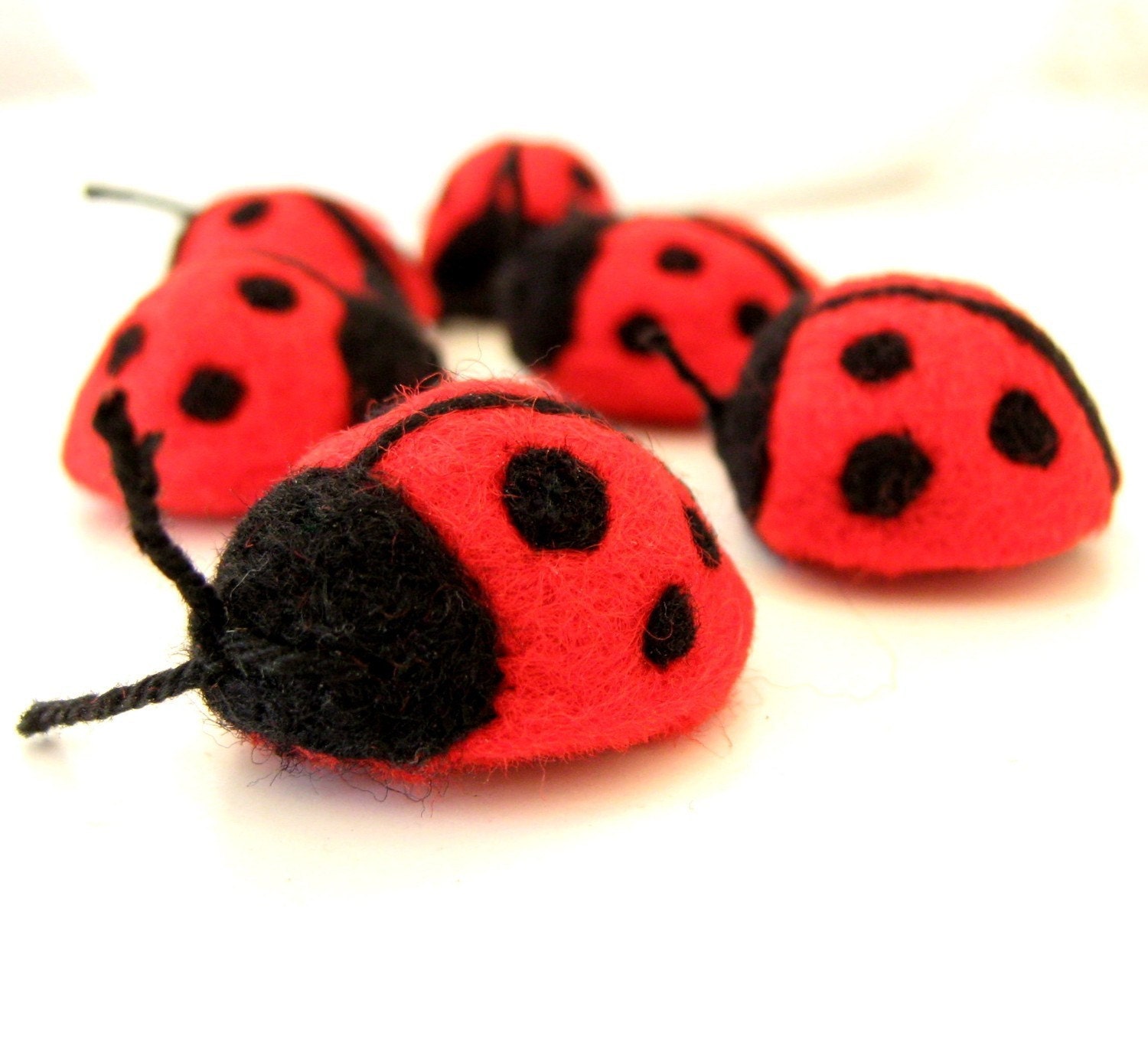 ON SALE - Needle Wool Felted 10  Ladybugs - Home Decoration - was 39 dollars now 29 dollars