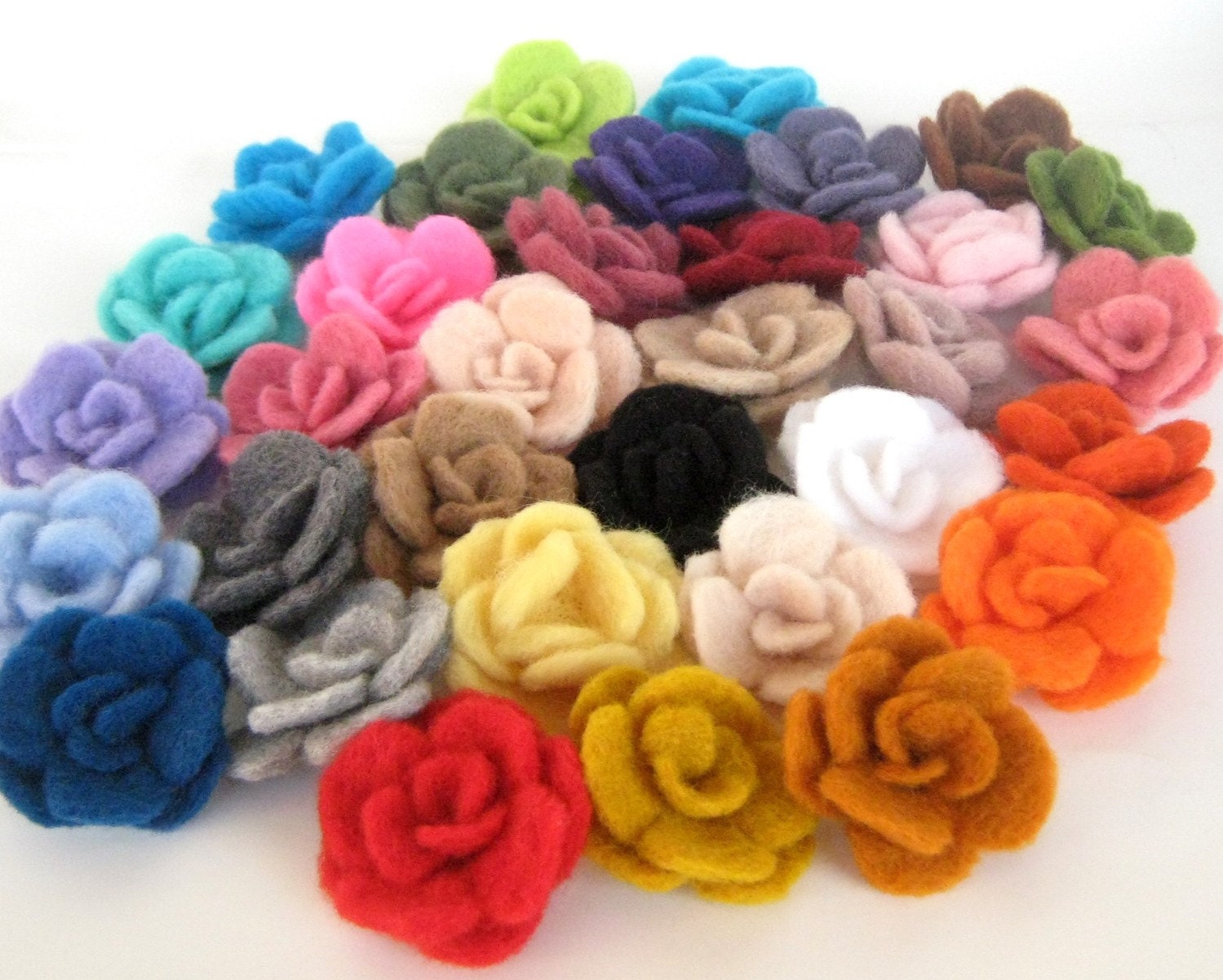 Wool Needle Felted 10 Flowers