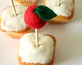 ON SALE - 10 Apple Cake Toppers - Wool Needle felted - Party Decoration - was 22 dollars now 18 dollars