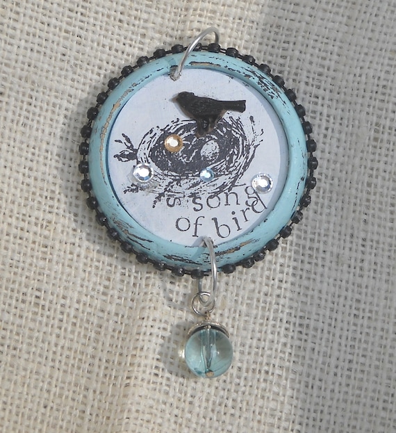 Bird Pendant from Recycled Furniture Caster