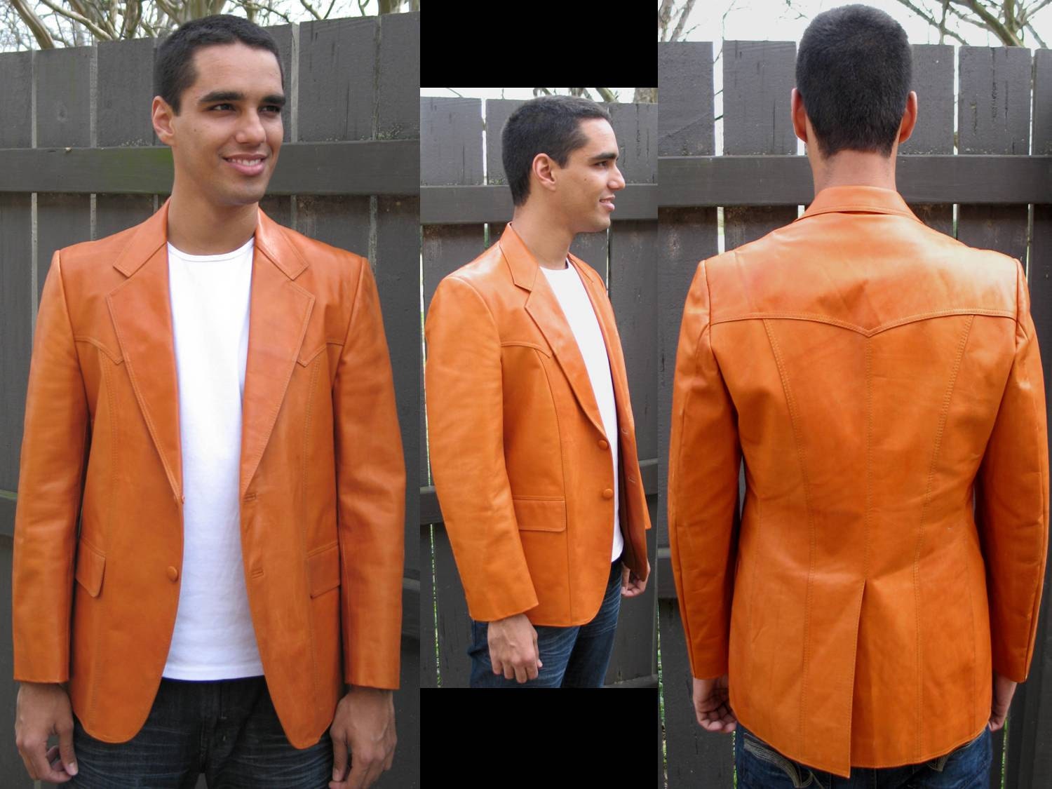 45% Off Sale, URBAN COWBOY -- Vintage 1980s Genuine Leather Rust-Colored Blazer // Jacket with button closure and pockets