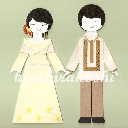 Items similar to FILIPINO BOY and GIRL Couple in Barong Tagalog and