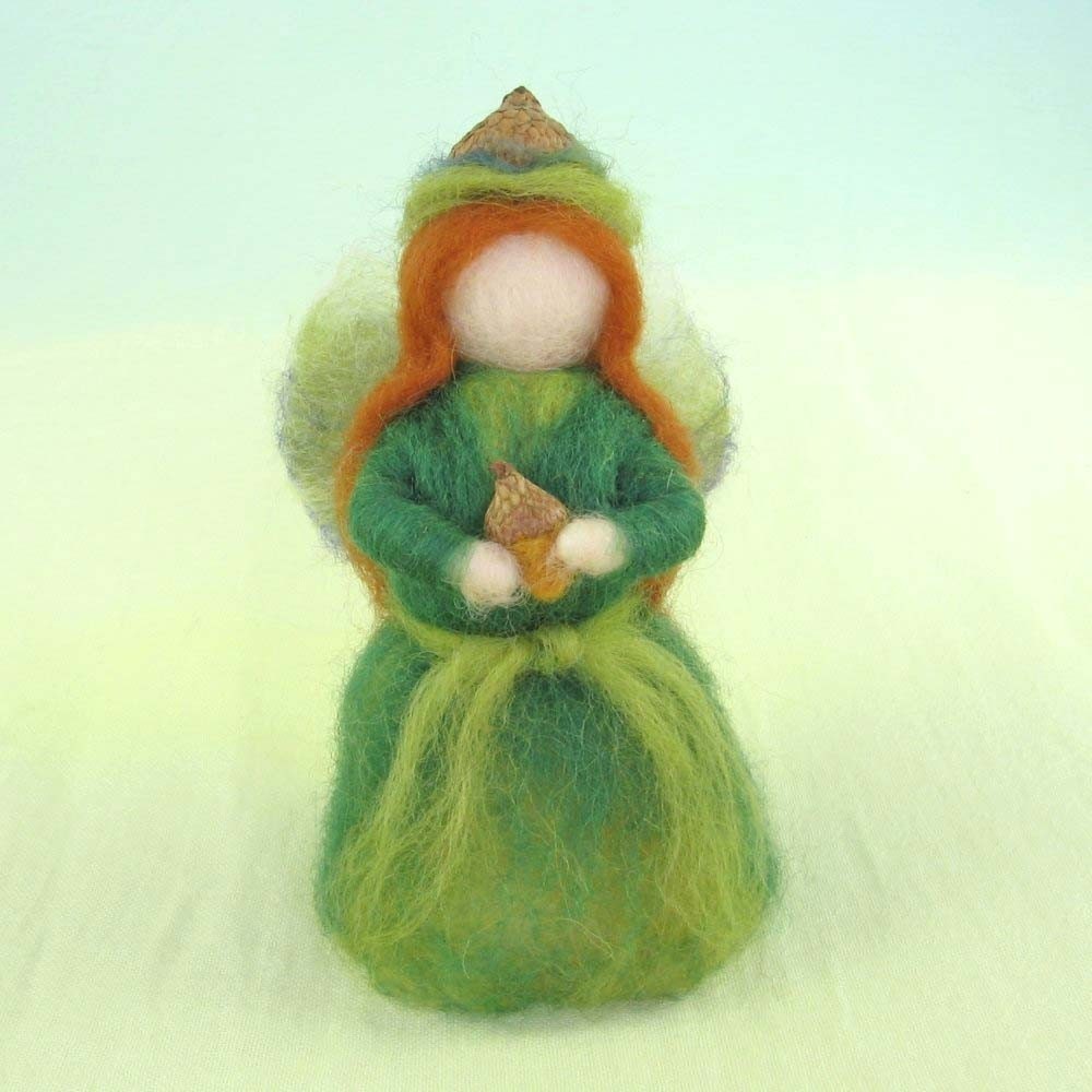 Wool Acorn Fairy Needle Felted Doll