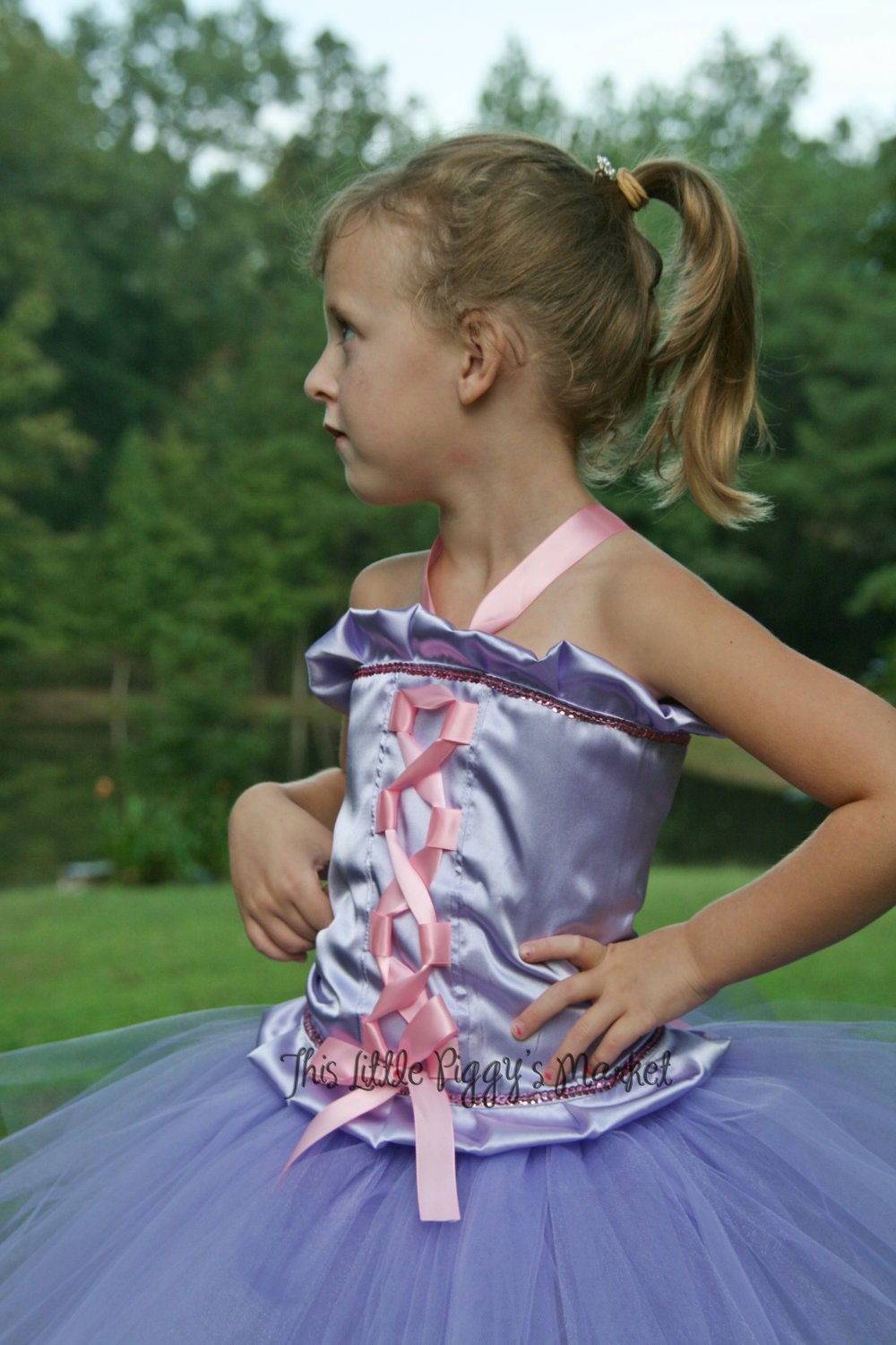 Rapunzel - Tangled - Girls Princess Tutu Dress and Corset Halloween Costume Set Birthday Pageant Size o-10y