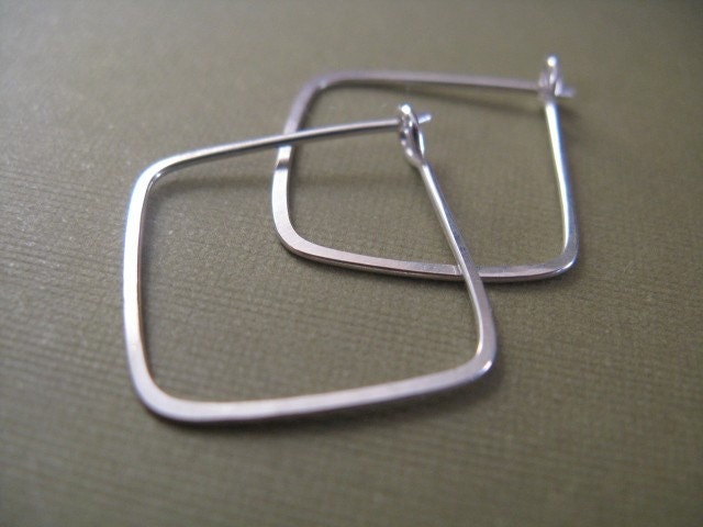 Square Hoop Earrings in Sterling Silver