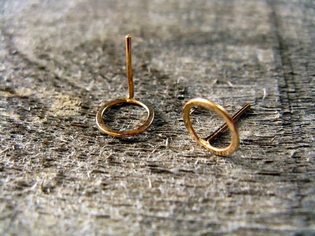 Small hoop stud earrings in 14 karat gold fill