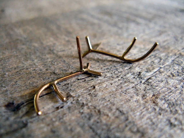 Gold fill antler post earrings