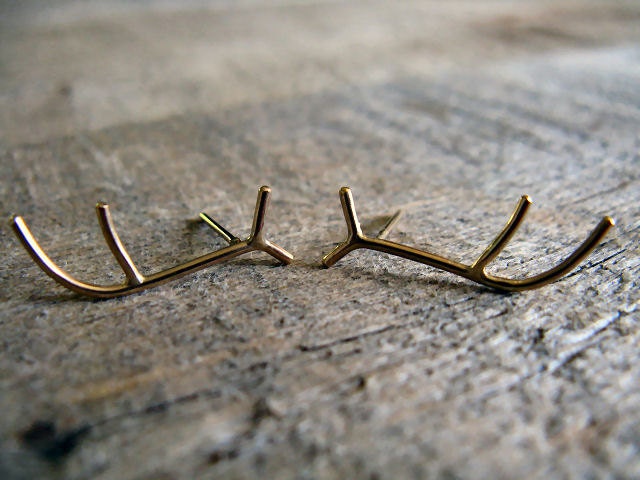 Gold fill antler post earrings