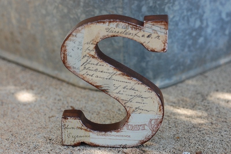 Wooden Letter- Nursery Decor-- Your choice letter in Vintage Baby theme