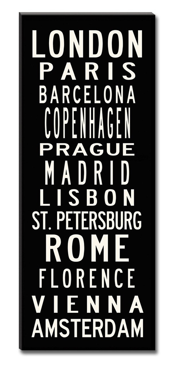 CITIES OF EUROPE, Large 24x60 Gallery-Wrapped Canvas Subway Art,-Ready to Ship