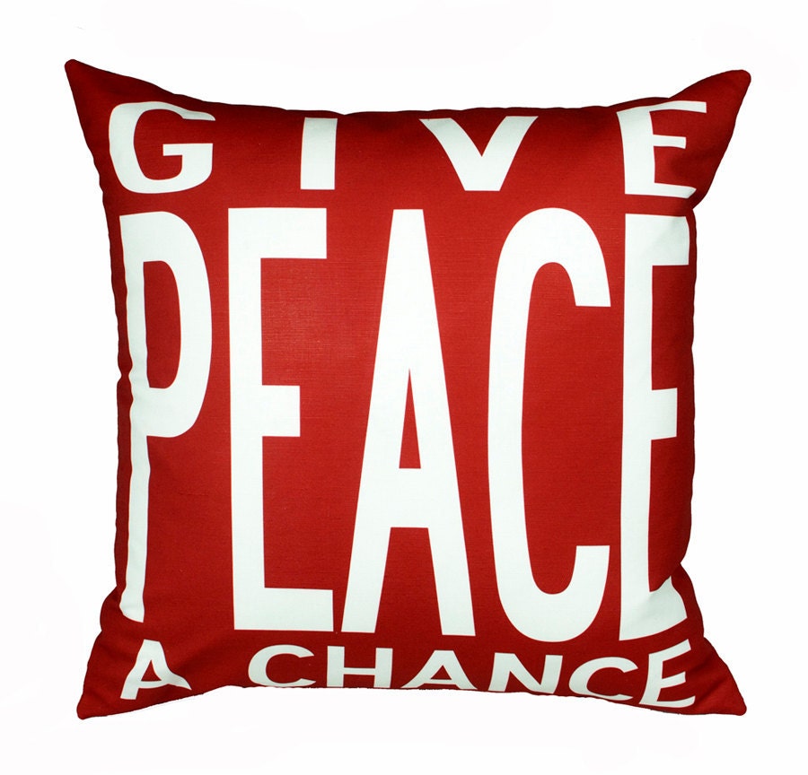 PEACE- Eco-friendly 20x20 Pillow in your choice of color