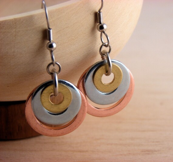 Dangle Earrings Mixed Metal Hardware Jewelry by additionsstyle