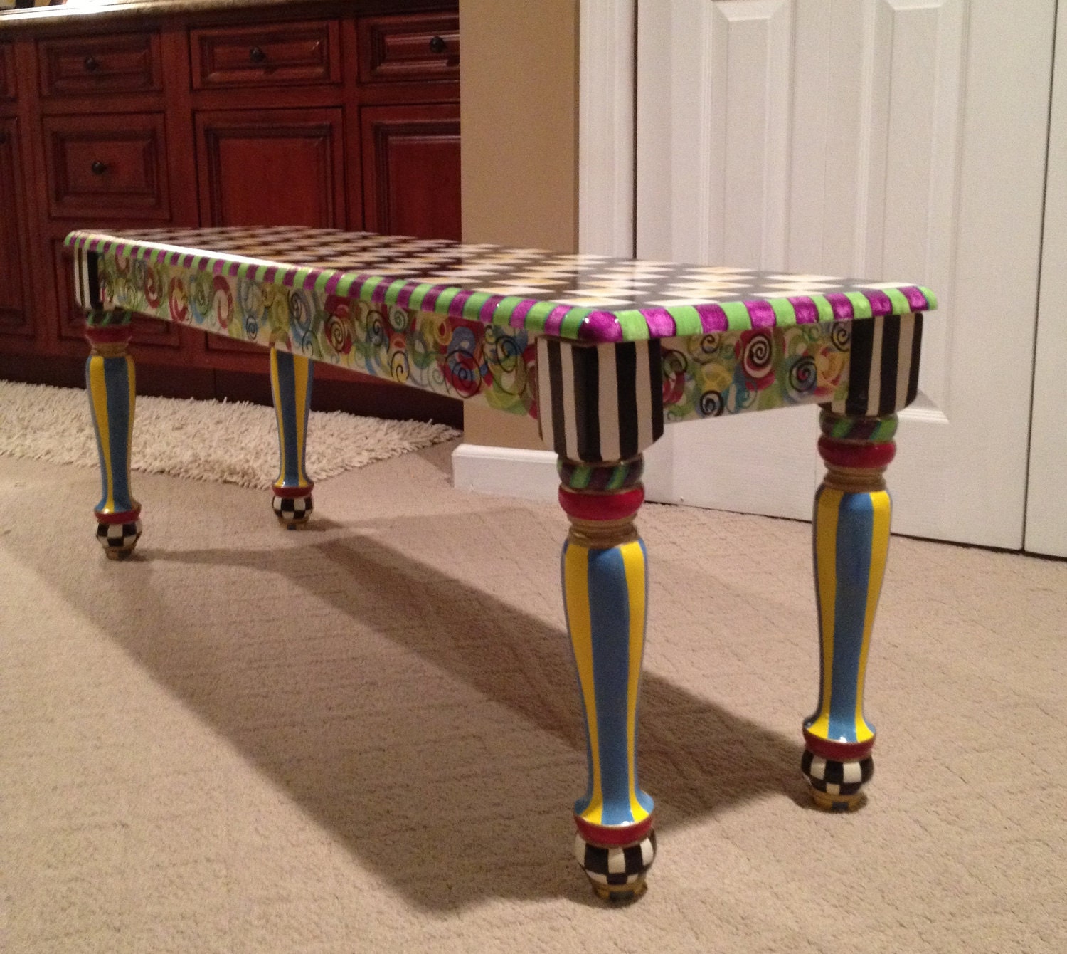 Hand Painted Farmhouse Bench