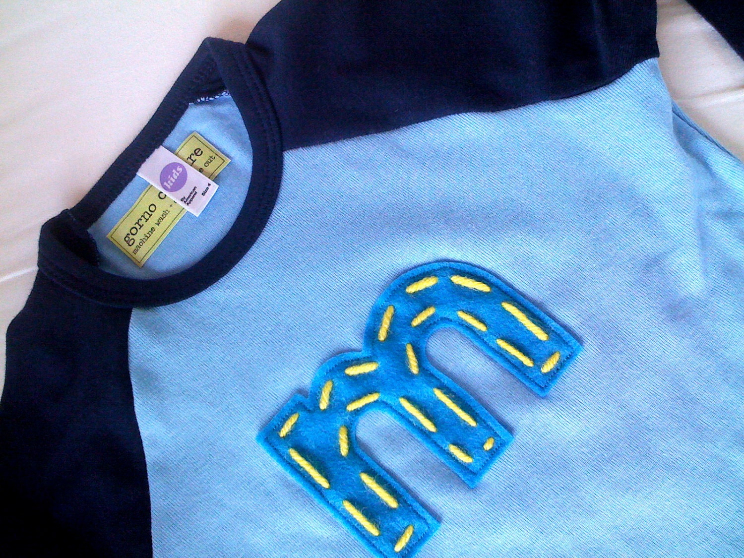 REGULAR sized CREATE your own RAGLAN with number or letter. birthday or letter tee.   Super cute.  american Apparel.  by gorno couture