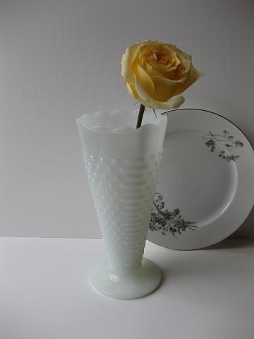 Large Vintage Hobnail Milk Glass Vase