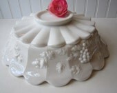 Vintage Westmoreland Milk Glass Paneled Grape Large Serving Bowl