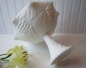 Vintage Large Milk Glass Grape Motif Compote