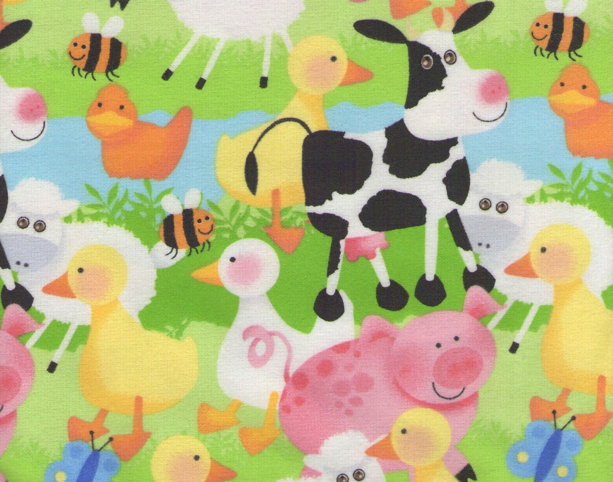 Barn Yard 100% cotton flannel fabric 1 yard x 44 inches