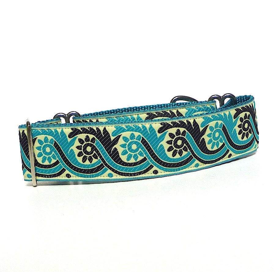 1.5" Teal Martingale Dog Collar - Sun and Wind