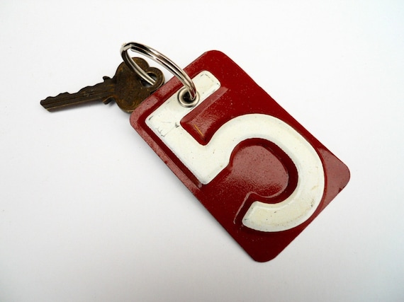 Number 5 Key Chain - Recycled License Plates