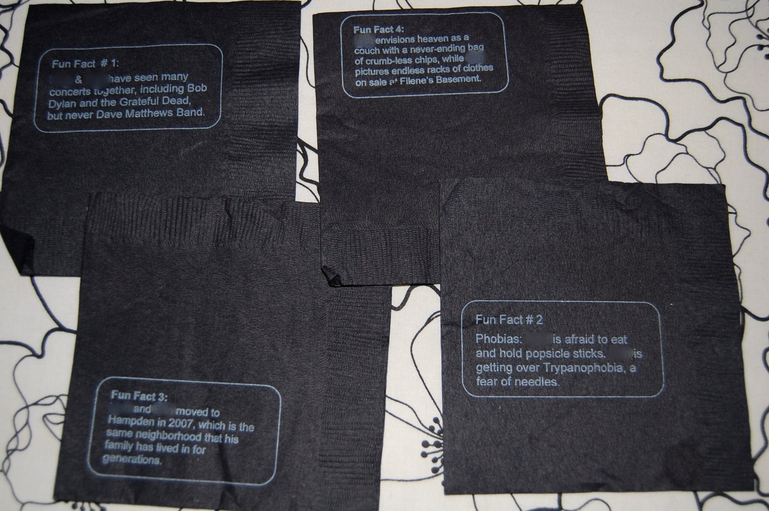 Fun Fact Wedding Napkins 6 Designs 400 Napkins
