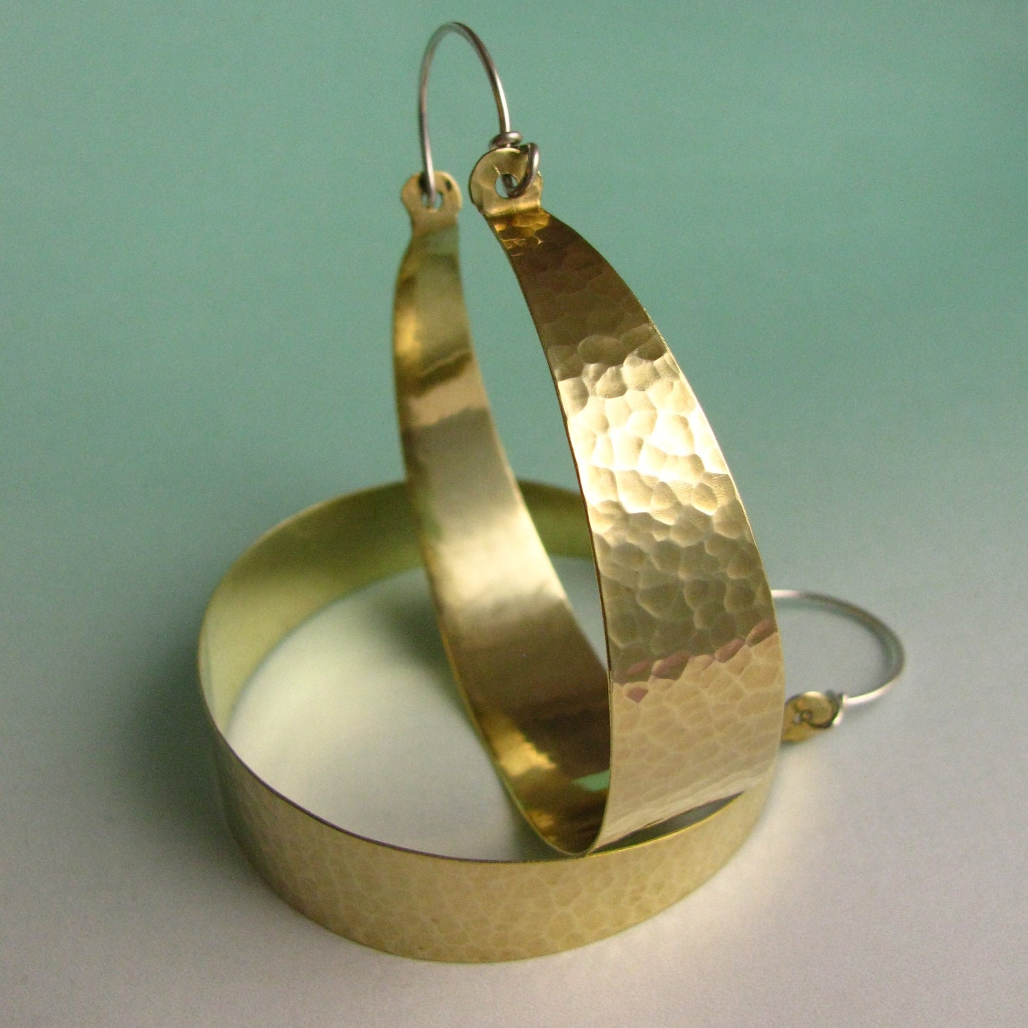 Extra Large Hoops Statement Earrings Brass by suntribedesigns