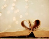 Book Photo, Romantic Art, Heart Book Photo, Bokeh Photography, Vintage Inspired Photography, 5x7 Heart Photo - Kristybee