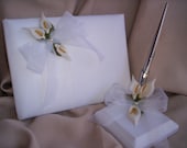 Calla Lily Lilly Bridal Guest Book and Pen Stand Set