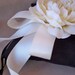 Black Ivory Silk Peony Rose Flower Elegant Ribbon Wedding Ring Bearer Pillow