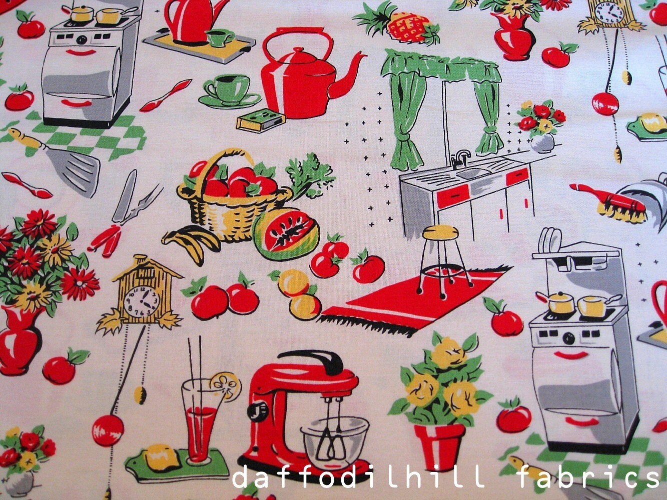 Fifties Kitchen in Creme Michael Miller fabrics by daffodilhill