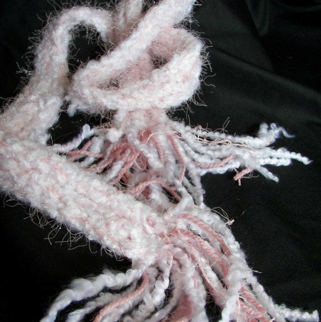 Skinny Long Pink and White Scarf CLEARANCE