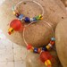 Sterling Silver Hoop Earrings with African Trade Christmas and Resin Beads, African Tribal Jewelry, Pop of Color, Boho style