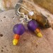 African Trade Christmas and Resin Beaded Earrings with Sterling Silver, Handcrafted, Multicolored, African Tribal Jewelry