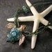 Turtle Necklace Lampwork pendant Sea Green and Teal Honu