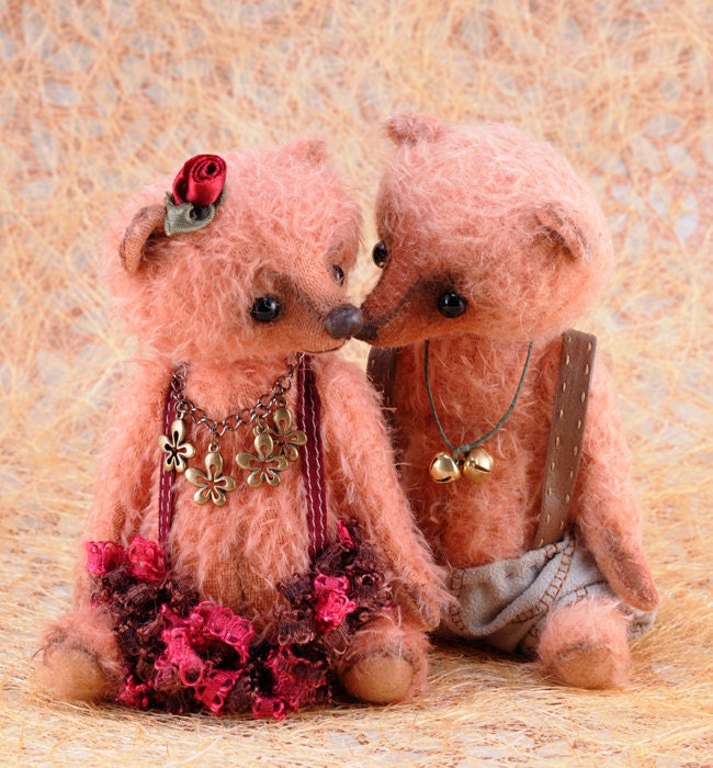 Olivia and Noah, OOAK Jointed Mohair Artist Bears.